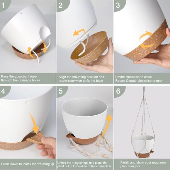 41.5 Inch Macrame Plant Hanger Indoor Outdoor with 12 Inch Flower Pot, Hanging P - Picture 6 of 7